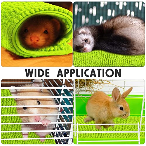 4 Pcs Guinea Pig Cage Liner 16 x 24 Inch Washable Chenille Pee Pads Pet Dog Cat Bedding Training Mat Reusable for Small Animals Puppy Bunny Hamster Chinchilla - color: Green, size: 16 x 24 Inch, style: Low Pile Chenille