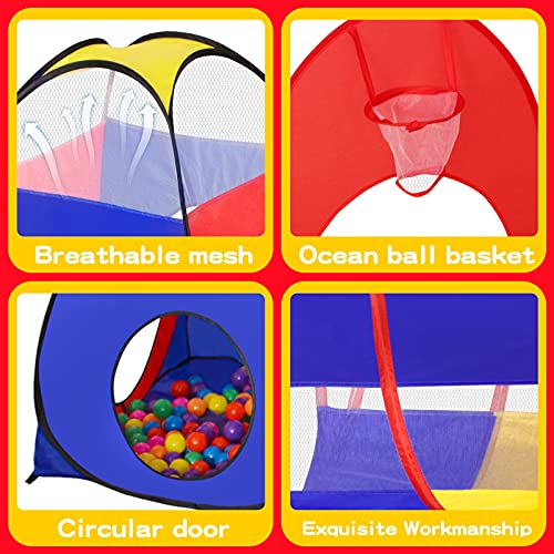 GeerWest 3 in 1 Kids Play Tent for Toddler with Baby Ball Pit and Play Tunnel, Children Indoor Outdoor Playhouse with Climbing Tunnel Toy for Toddlers, Boys and Girls Best Birthday Gifts（No Balls） - style: 3 In 1 Kids Play Tent