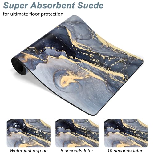 Rnivvi Dog Food Mat, 12" x 19" Marble Absorbent Dog Cat Bowl Mat for Food and Water, Cute Anti-Slip Rubber Pet Feeding Rug Protect Floors, Puppy Placemat for Feeding & Watering Supplies, Grey - color: Grey Gold Mable, size: 12"x19" (Regular)