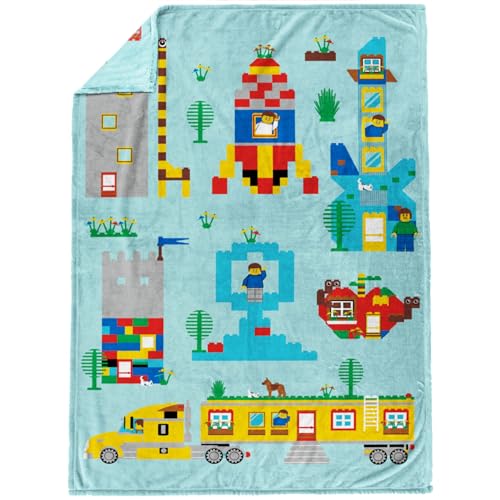 Jay Franco Kids Plush Throw Blanket – Soft & Cozy Fleece Throw for Bedroom & Couch Décor, Official Licensed Product, Blue - LEGO®, 60x90 - Large Blanket - color: Blue - Lego, size: 60x90 - Large Blanket