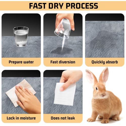 Tfwadmx 50 Pcs Rabbit Pee Pads Guinea Pig Super Absorbent Cage Liners Bunny Disposable Black Carbon Diapers Small Animal Training Accessories with Quick-Dry Surface for Chinchilla Ferret Hamster - size: 50 Pcs-17.72" x 23.62" (Gray)