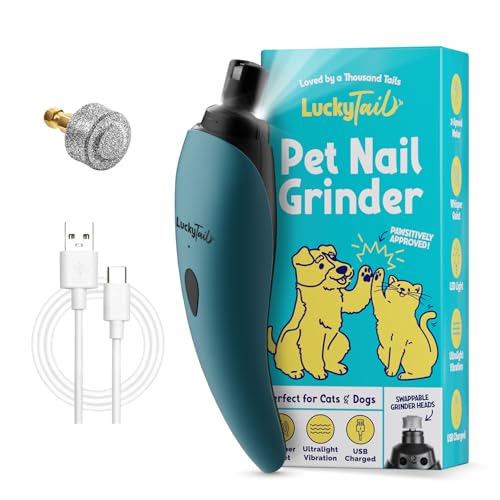 Pet Nail Grinder for Dogs and Cats - Super Quiet and Low Vibration Electric Dog Nail Grinder with 2 LED Lights - USB Rechargeable and Cordless - 2 Speeds - Small to Large Pets - Teal - color: Teal