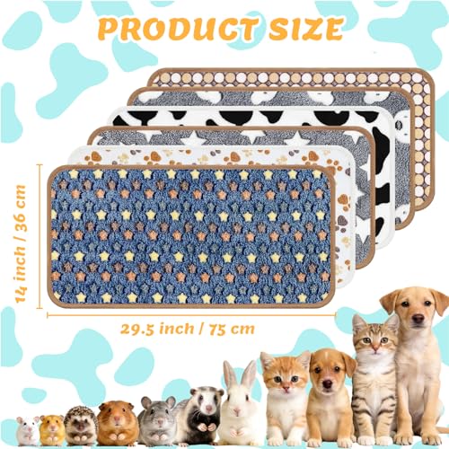 Eilyliafe 6 Pcs Guinea Pig Blankets Bedding Small Animal Cage Liners Sleep Mat Absorbent Reusable Pet Pee Bedding Pad Cover for Hamster Ferret Chinchilla Rabbit Hedgehog (14 x 28 Inch) - size: 14 x 28 Inch