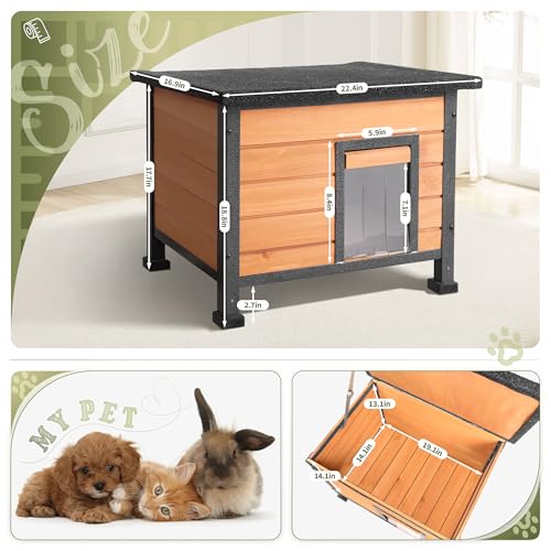 Outdoor Cat House，Outdoor Cat House Weatherproof, Openable Asphalt Roofs，cat House for Cats, Dog, Small to Medium Pets, Large Wooden Cat Houses
