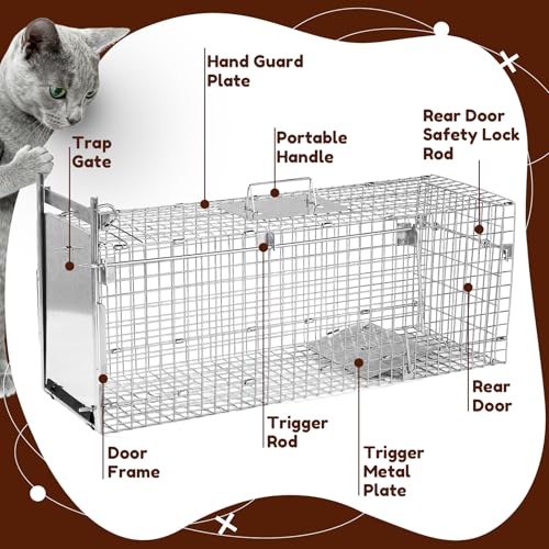 32" Heavy-Duty Folding Live Animal Trap Cage | Animal Trap Cage for Stray Cats,Raccoons,Armadillos and Rabbits