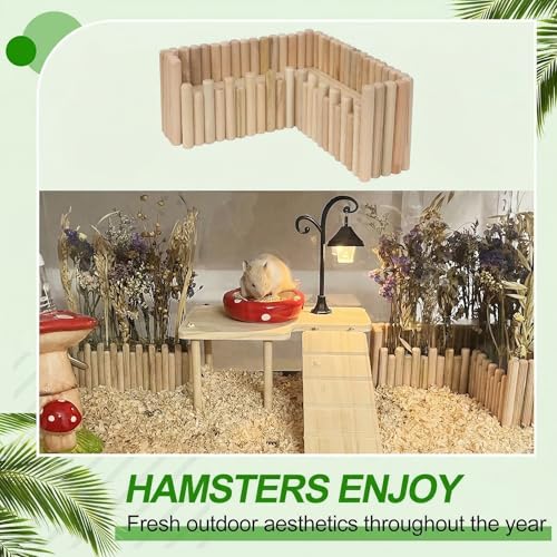 Hamster Cage Sprays Flower Foraging Holder - Natural Wood Feeding Stand, Small Pet Habitat Accessories for Hamsters Mouse Guinea Pig Dwarf Gerbils Syrian Mice (Plain - L Shape)