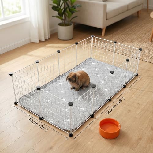 PJYuCien 2 Pack 24"x48" Reusable Playpen Training Pad for Puppies, Gray | Ideal for Small Animals, Dog Crate Pad, Travel Mat, Sofa Protector, Non-slip Dotted Bottom, Machine Washable - color: Gray White, size: 24"x48" (2 Packs)