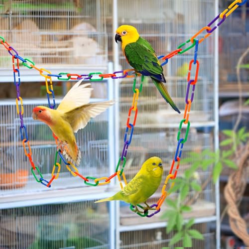 1000 Pieces Plastic C-Clip Hooks Chain Links, Interchangeable Rainbow C-Links Kids Learning Toys for Classroom Preschool, Sugar Glider Swing Climbing Cage Toys for Small Pet Rat Parrot Bird