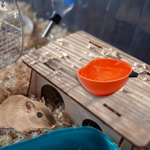 Small Guinea Pig Food Bowl Pumpkin-Shaped Cute Ceramic Hamster Water Bowl Ferret Rat Chinchilla Rabbit Feeding Dish Young Animal Feeder(Brown) - color: Brown