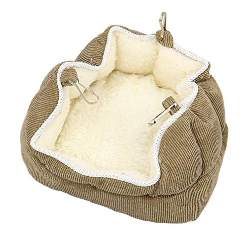 QBLEEV Bird Nest House, Parrot Winter Warm Bed for Cage Hanging Hammock | Soft plush snuggle hut tent, parrot cage accessories hideaway sleeping bed for budgie parakeet cockatiel conure lovebird - color: Yellow