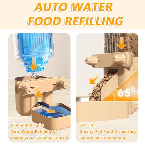 2-Pack Cage-Style Large Capacity Hanging Automatic Pet Feeder & Water Dispenser 50oz/1500ml,for Cages 0.98" Max Inner,1.77"-2.56" Outer,for Small/Medium Dogs, Cats, Rabbits & Guinea Pigs - color: Yellow