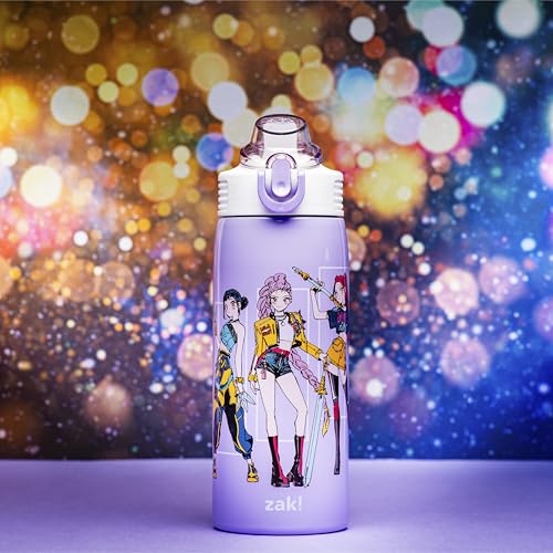 Zak Designs KPop Demon Hunters Sage 19oz Leak-Proof Straw Kids Water Bottle | BPA Free, Insulated Stainless Steel, Cupholder Friendly, Dishwasher Safe, Lid Lock, Handle, For School, Home, Travel, Outdoor - color: KPop Demon Hunters (Rumi, Mira, Zoey)