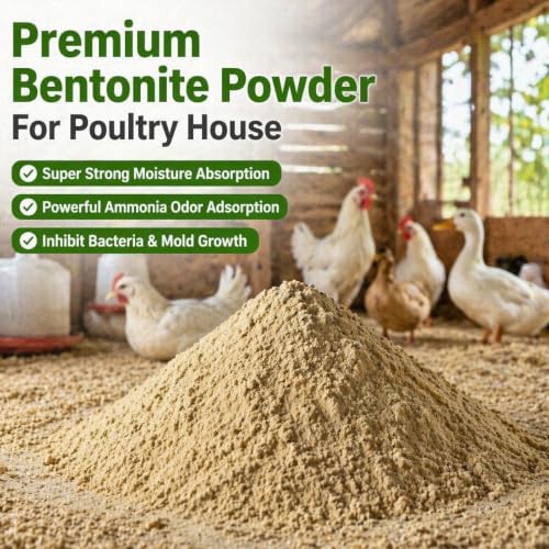 Animals and Poultry Calcium Bentonite Clay | 32 Oz Chicken Dust Bath | Healthier Eggs & Feathers | Chicken Coop Accessories | All Natural Bentonite Clay for Bath with Chinchill & Rabbits