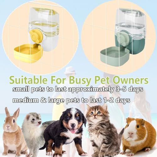 35oz Hanging Automatic Rabbit Water Dispenser, Cage Water Bottle Auto Gravity Pet Water Station for Small Animals, Puppy Kitten Rabbit Chinchilla Hedgehog Ferret, 1L(Green)