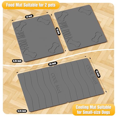 Double-Side 2 in 1 Stone Pet Food Mat & Cooling Mat (24"*16") | Instant dry water absorbing Diatomite Stone Dog Bowls Drying Mat & Heat dissipating Pet Cooling Mat. Bite-Proof & Non-slip. - color: DARK GREY, size: 24"*16"