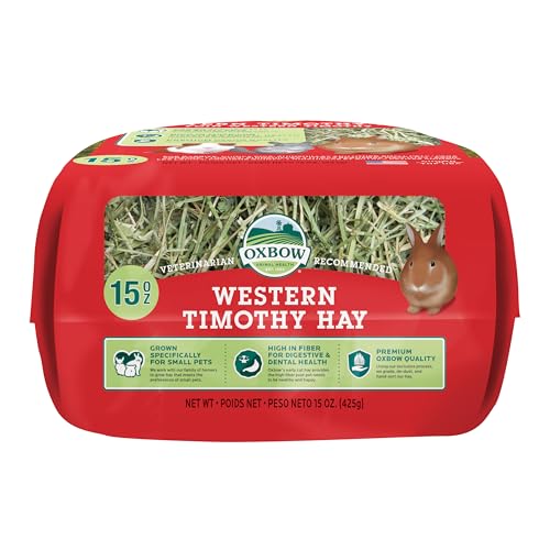 Oxbow Western Timothy Hay, Rabbit & Guinea Pig Hay, High Fiber, USA, 15 oz | Oxbow Timothy Hay, Bunny Hay For Rabbits, Guinea Pigs, Bunnies and Chinchillas, Hand-Sorted, De-Dusted, Made in USA - size: 15 Ounce (Pack of 1)