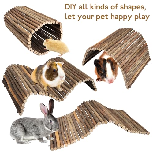 PINVNBY 2 PCS Extra Large Wooden Bunny Ladder Bridge-20 x 11.8 inches, Rabbits Hideout House Tunnel, Rodents Chew Toys for Guinea Pig Chinchillas Hedgehogs Ferrets Rat - size: 2 PCS, L ( 20 X 11.8 inches )