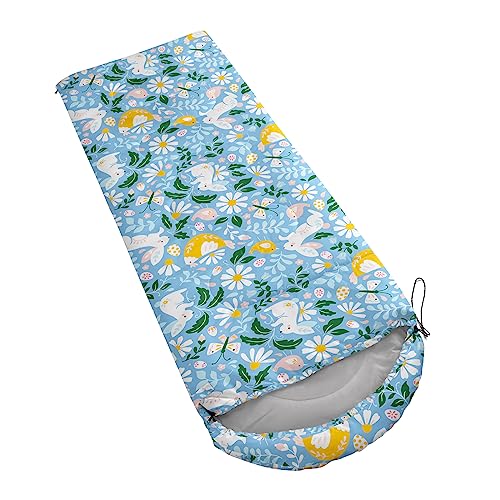 AILONEN Mermaid Scales Print Camping Sleeping Bag,Lightweight & Waterproof,3 Season Warm & Cool Weather,Portable Bags for Girls Women Travelling,Outdoors - color: Bunny2