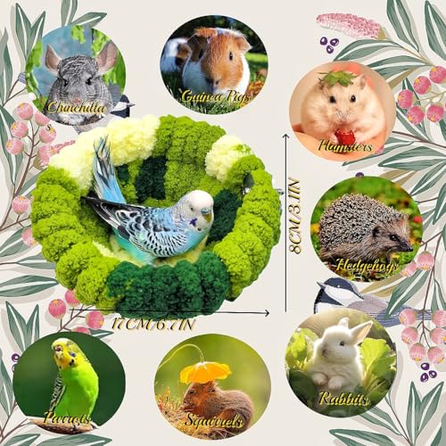 2 Pack Warm Bird Nest Bed for Cage Plush Hanging Parrot Bed Bird Snuggle Hut Hanging Sleeping Bird House for Parakeet, Conure, Budgie, Cockatiel, Lovebird, Finch, Hamster-Green&Pink - color: Green&Pink