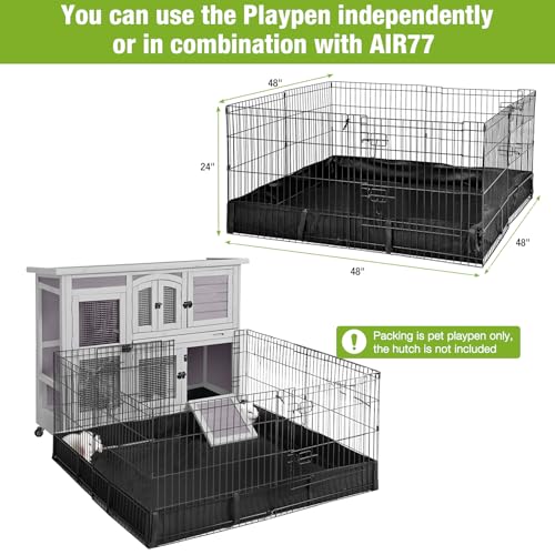 Rabbit Pet Playpen Guinea Pig Cage with Waterproof PVC Bottom Liner, Triple Fixing Cage for Rabbit, Guinea Pigs, Bunny, Hedgehog, Small Animal Indoor Playpen, 48''L x 48''W x 24''H