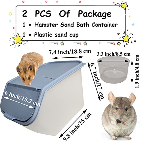PINVNBY Chinchilla Sand Bath Box Gerbil Bathroom Transparent Totoro Plastic Sand Bath House with Sand Cup Cage Accessories for Guinea Pig Hedgehog Squirrel and Other Small Animals - color: blue