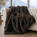 EVERGRACEHOME Faux Chinchilla Fur Throw Blanket, 60"x80", Espresso Mink | Luxury, Super Soft, 1220GSM, Fluffy Cozy Mink, Reversible Velvet Back, Warm Thick Heavy Winter Throw for Couch Bed, Gift - color: Espresso Mink, size: 60"x80"