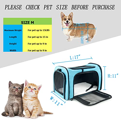 Soft Sided Carrier for Small Medium Cats Dogs,TSA Airline Approved Collapsible Travel Pet Carrier Medium Blue - color: Blue, size: Medium