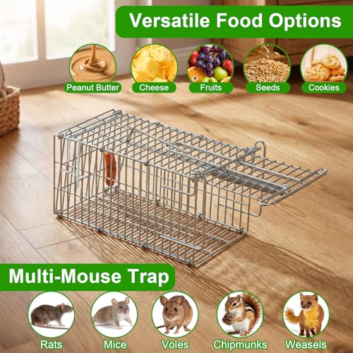 1 Pack Humane Mouse Trap - Live Capture Mouse Trap, Bait Style Outdoor Mouse Traps, Reusable Rodent Indoor Mouses Cage, Suitable for Homes, Yards, Garages, and Farms (1, Grey)