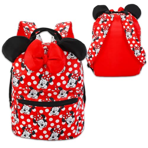 Disney Minnie Mouse Backpack for Girls School Bundle w/ 16in Bookbag, More | Large Durable Minnie School Bag w/ Front Zip Pocket Plus Water Bottle, Bookmark, More - Minnie Mouse School Supplies