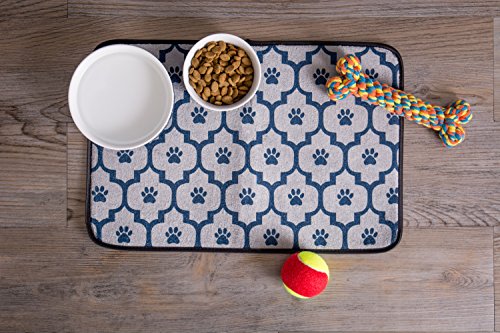 Bone Dry Paw & Patch Ceramic Pet Collection, Medium Set, 6x2", Nautical Blue, 2 Piece - color: Nautical Blue, size: Medium Bowl Set, 6x2"