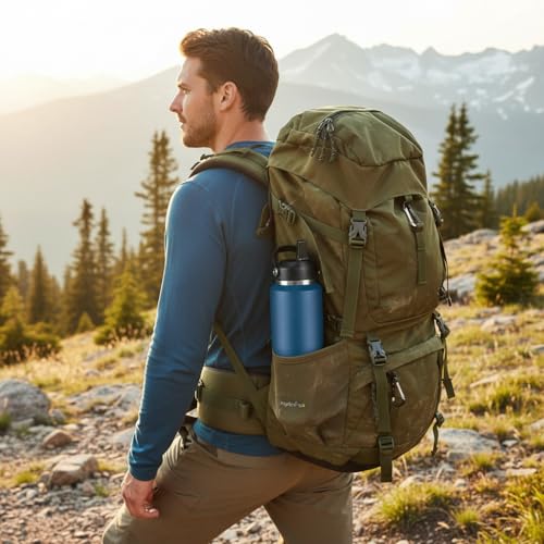 40oz Water Bottles Insulated with Straw,Leak Proof Water Bottles Fit in Car Cup Holder，Mens Water Bottle Stainless Steel for Gym,Hiking,Travel,Bpa free,Navy Blue - color: Blue, size: 40 Ounces