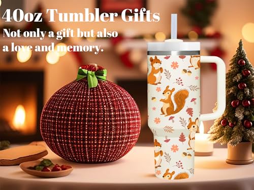AMZUShome Squirrel Gifts.40oz Squirrel Tumbler with Handle.Squirrel Lover Cup Gift.Birthday Christmas Squirrel Tumblers Gift for Women Men. - style: Squirrel