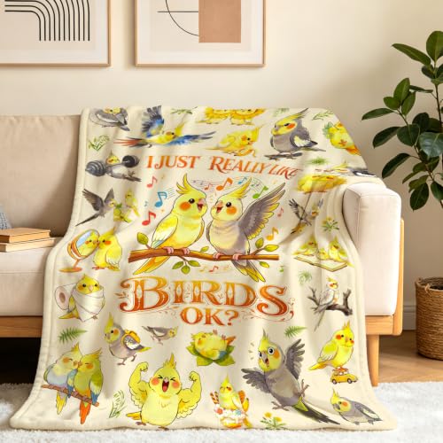 Parrort Bird Blanket Gifts for Girls Women Parrort Lovers Soft Warm Flannel Cockatiel Throw Blanket Cute Birthday Gifts Decor 50"x40" - color: Yellow Parrot