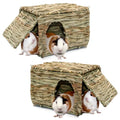 BWOGUE Large Guinea Pig Grass House, Guinea Pig Hideout 2 Pack Straw Hut | Hand-Woven Straw for Gnawing, Double Openings for Guinea Pig Tunnel-Style Play, Foldable Bed for Rest, Bunnies & Chinchillas - size: 2 PACK