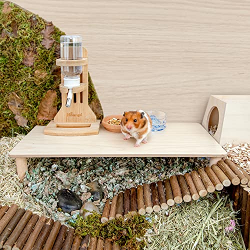 Niteangel Hamster Play Wooden Platform: Rectange - 7" L x 15.7" W - 7" H | Can Maximizes Cage Space & Enriches Pet environment for Dwarf Syrian Hamsters Gerbils Mice Degus or Other Small Pets - size: Rectangle - 15.7" x 7", Wave 9"