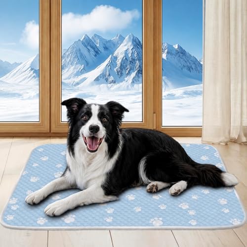 BWX Cooling Mat for Dogs - Easy Clean & Fold Cool Mat for Dogs, Chew Resistant Dog Cooling Pad with Non-Slip Bottom & Chill Soothing Fabric (L/28’‘×40’‘) - size: L/28''×40''