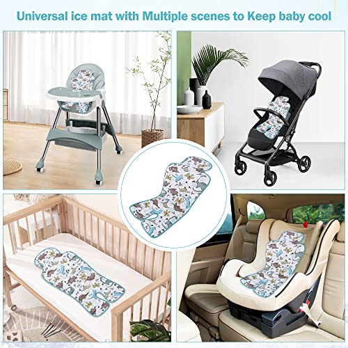 Gel Car Seat Cooler Pad,1 Pcak Double Sides-Universal Baby Stroller Ice Cushion,Summer Cooling Seat Liner,Multifunctional Suitable for Baby Dining Chair,Child Safety Seat(Dinosaur + Elephant) - color: Dinosaur + Elephant