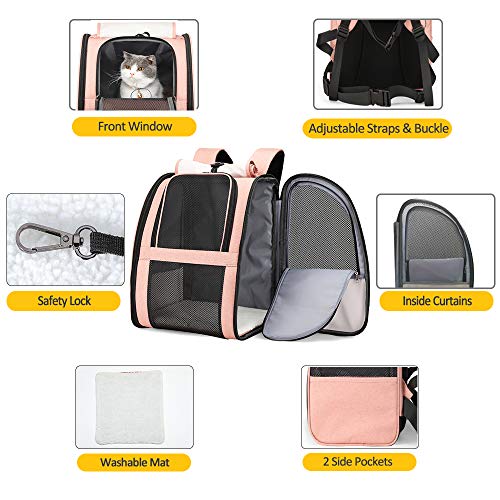 Texsens Innovative Traveler Bubble Backpack Pet Carriers for Cats and Dogs - color: Upgraded-Pink