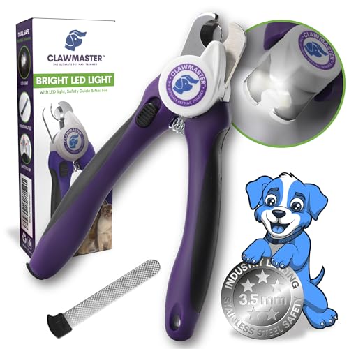 LED Pet Nail Clippers – Illuminated Dog & Cat Claw Trimmer with 3.5mm Stainless Steel Blade, Safety Guard & Built-in Light for Safe, Easy Grooming
