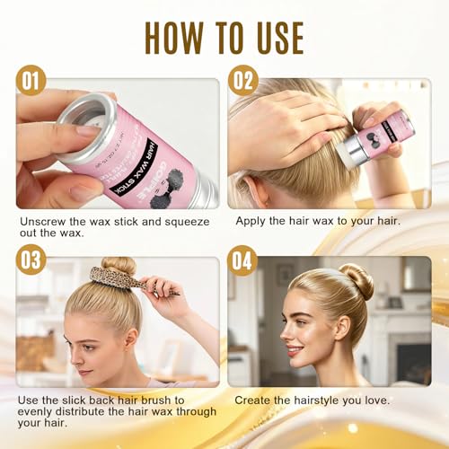 Slick Back Hair Brush Set Teasing Bristle Brush, Hair Wax Stick, Edge Brushes, Rat Tail Comb, Teasing Comb, Wooden Slickback Hairbrush Accessories, Smoothing Combs for Women & Kids(Leopard)