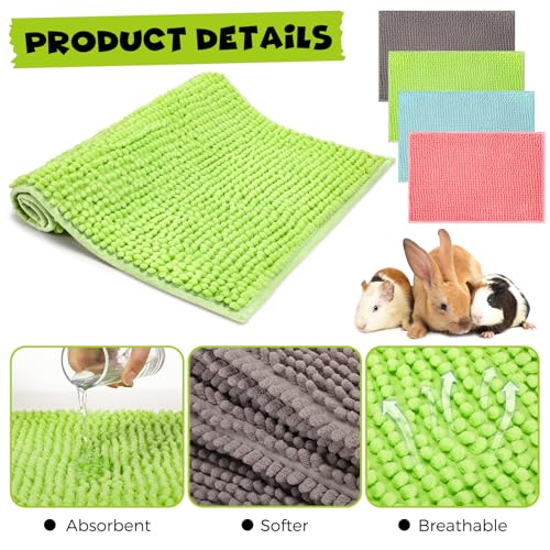 Barydat 8 Pcs Guinea Pig Cage Liner for Guinea Pig Cage Bedding Reusable Rabbit Mat Pad Washable Training Pad Animal Sleeping Bedding Mat - color: Gray, Green, Pink, Blue, size: 47x24'',24x12''