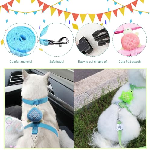 4 Pcs Adjustable Bunny Rabbit Harness and Leash Set, Small Pet Vest Harness Leash, with Decoration for Bunny Kitten Small Pets