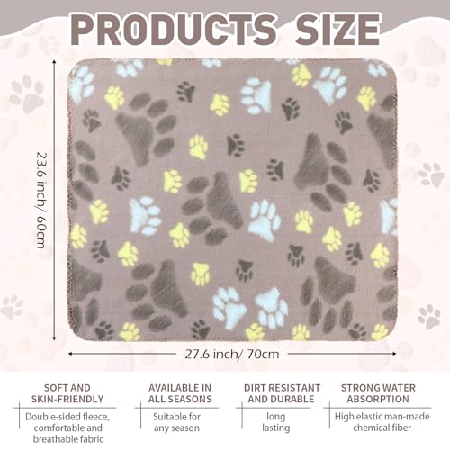 Tatuo 10 Pieces Pet Blankets with Paw Print Dog Cat Fleece Blankets Soft Warm Sleep Mat Pad Bed Cover for Kitten Puppy and Other Small Animals, 24 x 28 Inch(Cute Color) - color: Cute Color