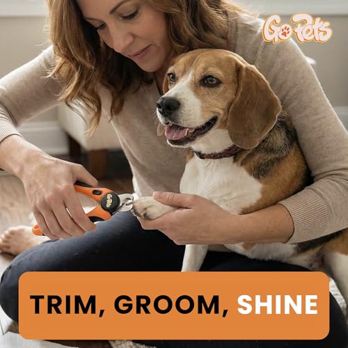 Nail Clipper for Large Dogs & Cats, Quick Sensor Safety Guard | Heavy Duty Trimmer for Thick Nails, Stainless Steel Blades, Grooming Tool for Pets, Non-Slip Handle Built-in Nail File - size: Large