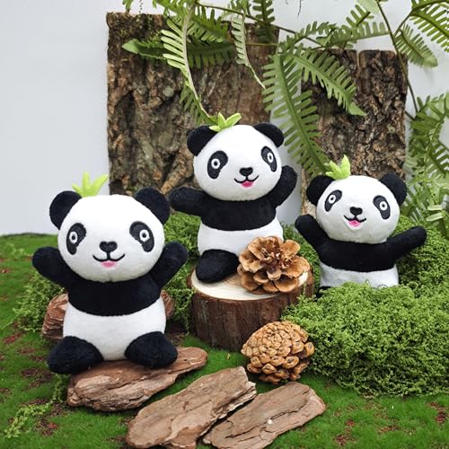 Dog Hide and Seek Toys Puppy Chew Squeaky Toys Plush Mushroom&Bamboo&Shell Hideout Stuffing with Squeakers Animals (3Pcs Squeaky Panda) - color: 3Pcs Squeaky Panda