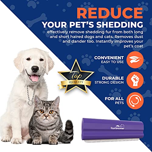 EquiGroomer 5-Inch Undercoat Deshedding Brush for Dogs & Cats, Purple | Best for dogs up to 100 lbs and cats of any size, short or long hair, stainless blade, no cutting or pulling - color: Purple, size: 5 Inch
