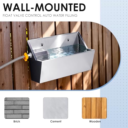 Automatic Water Dispenser for Large Dogs, 2.1 Gallon Stainless Steel Auto Water Bowl Self Filling, Waterer Feeder for Outdoor Animals Drinking, Chicken Livestock (Drainage Hole)