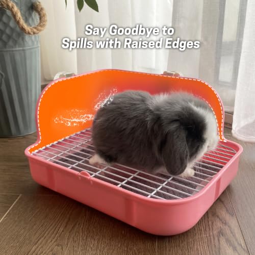 Rabbit Litter Box, Bunny Litter Box, Guinea Pig Potty Trained, Square Small Animal Toilet Potty Pan for Rabbit Guinea Pig Ferret Hamster Chinchilla (Pink) - color: Pink