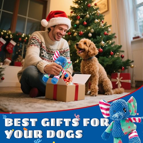 Dog Squeak Toys for Small & Medium Breeds, Puppy Teething Interactive Chewing Plush Toy to Keep Them Busy, Best Birthday, Christmas, Halloween, Easter Gift, Elephant - color: Elephant