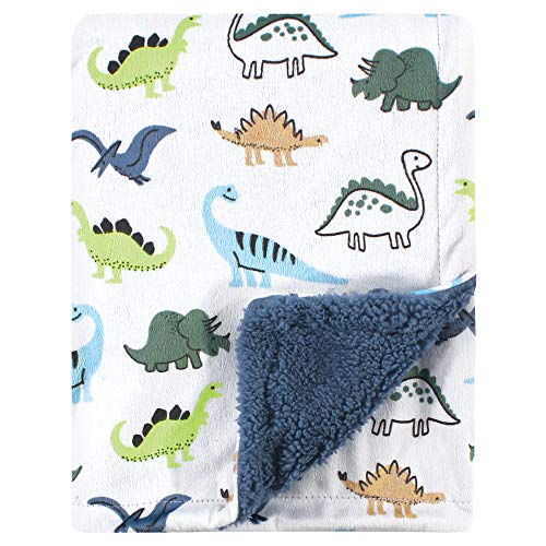 Hudson Baby Unisex Baby Plush Mink and Sherpa Blanket, Dino, One Size - color: Dino, size: One Size